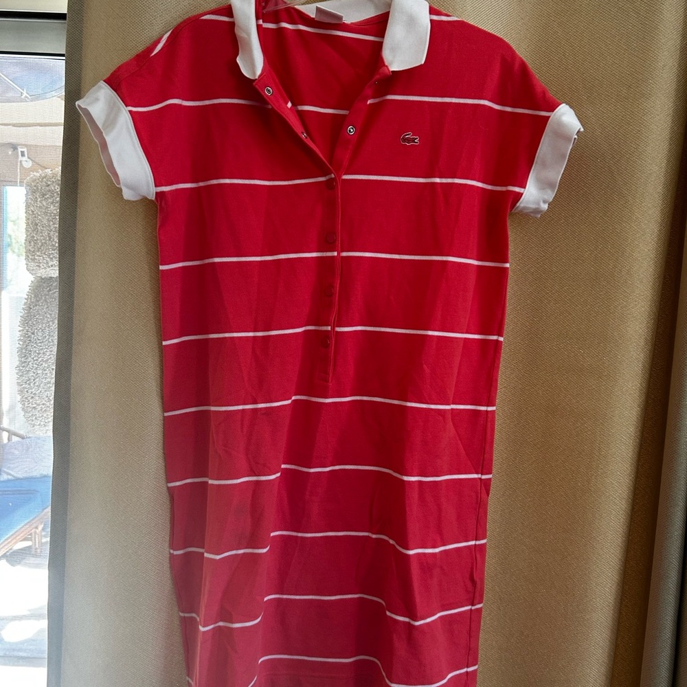 Lacoste Pink and White Golf Striped Dress